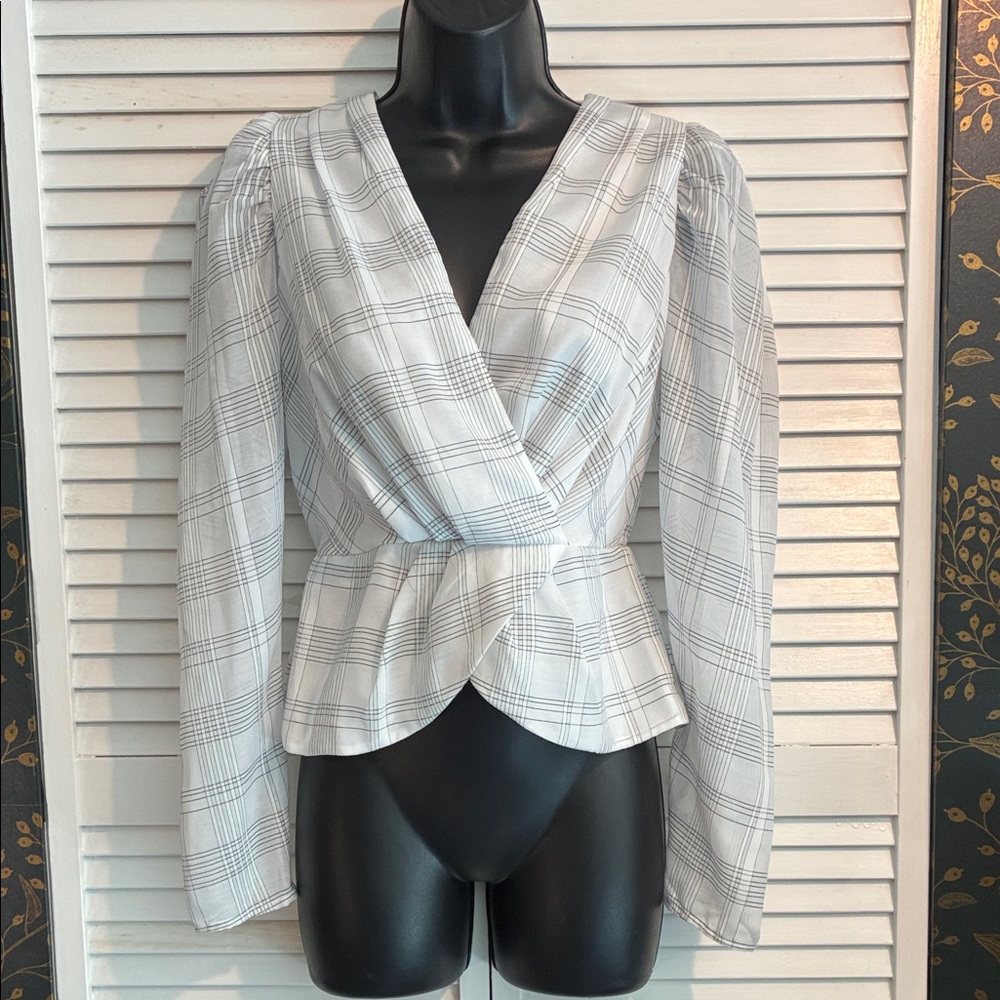 Express White Checkered Women's Blouse